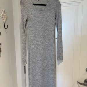 Gray Long Sleeve Knit Dress
